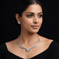 925 Silver Floral Necklace Set with Matching Earrings