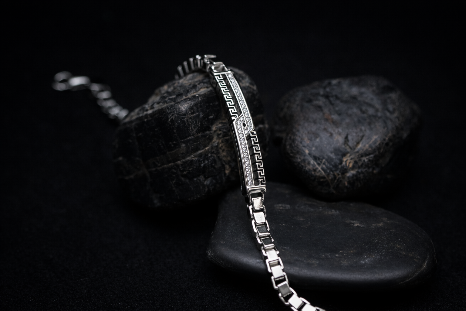 Greek Key Link Bracelet for Men