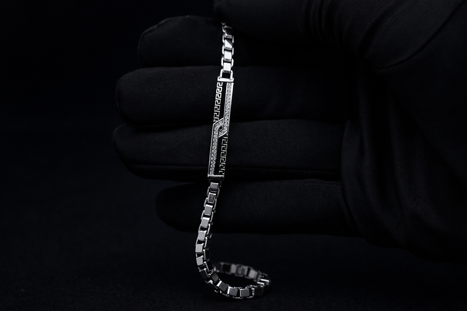 Greek Key Link Bracelet for Men