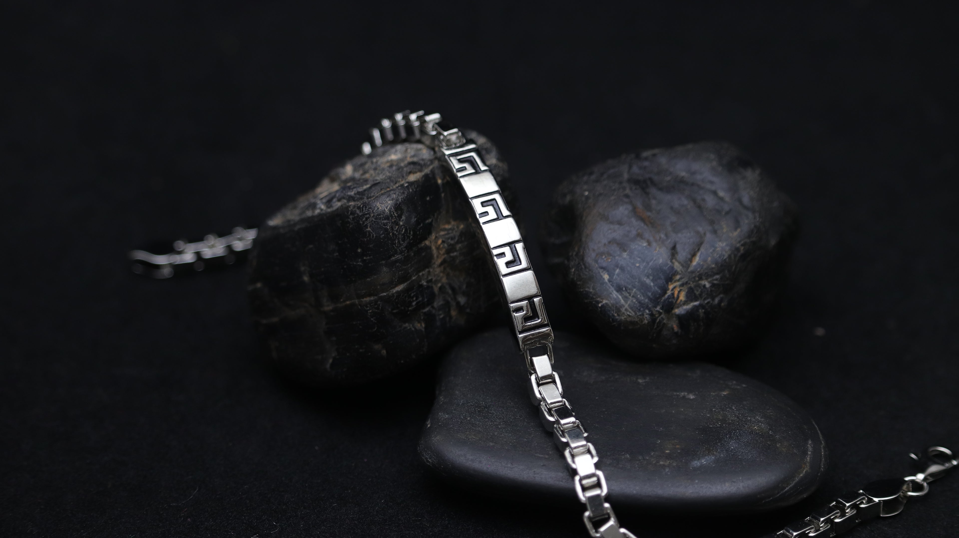 Greek Key Stainless Steel Bracelet for Men