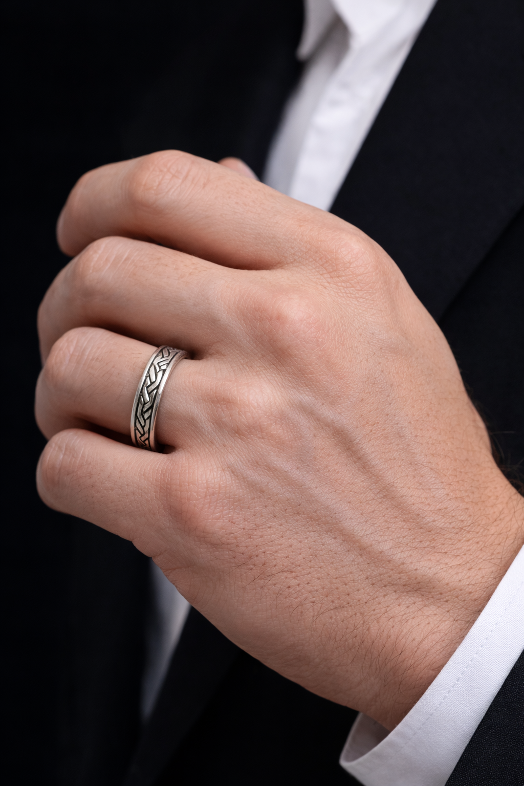 Men’s Sterling Silver Braided Pattern Ring