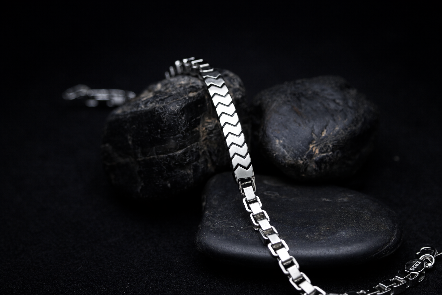 Chevron Link Stainless Steel Bracelet for Men