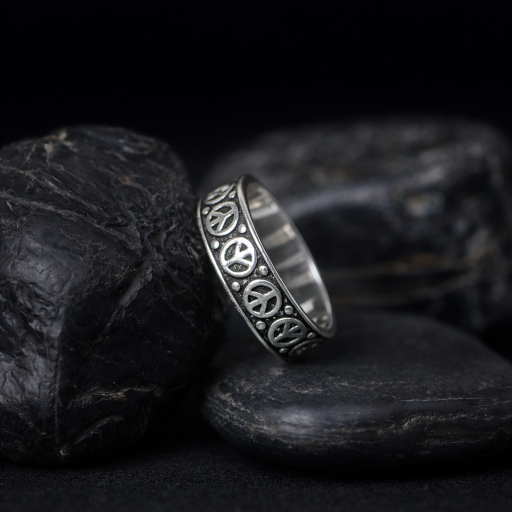 Peace Symbol 925 Sterling Silver Ring