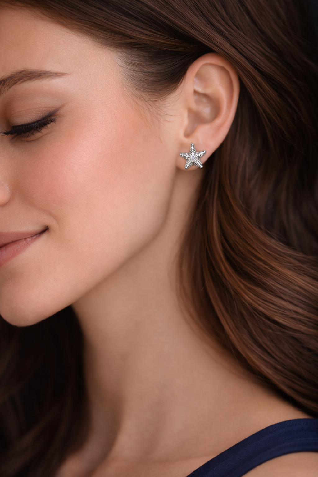 Mini Starfish Oxidised Sterling Silver Stud Earrings