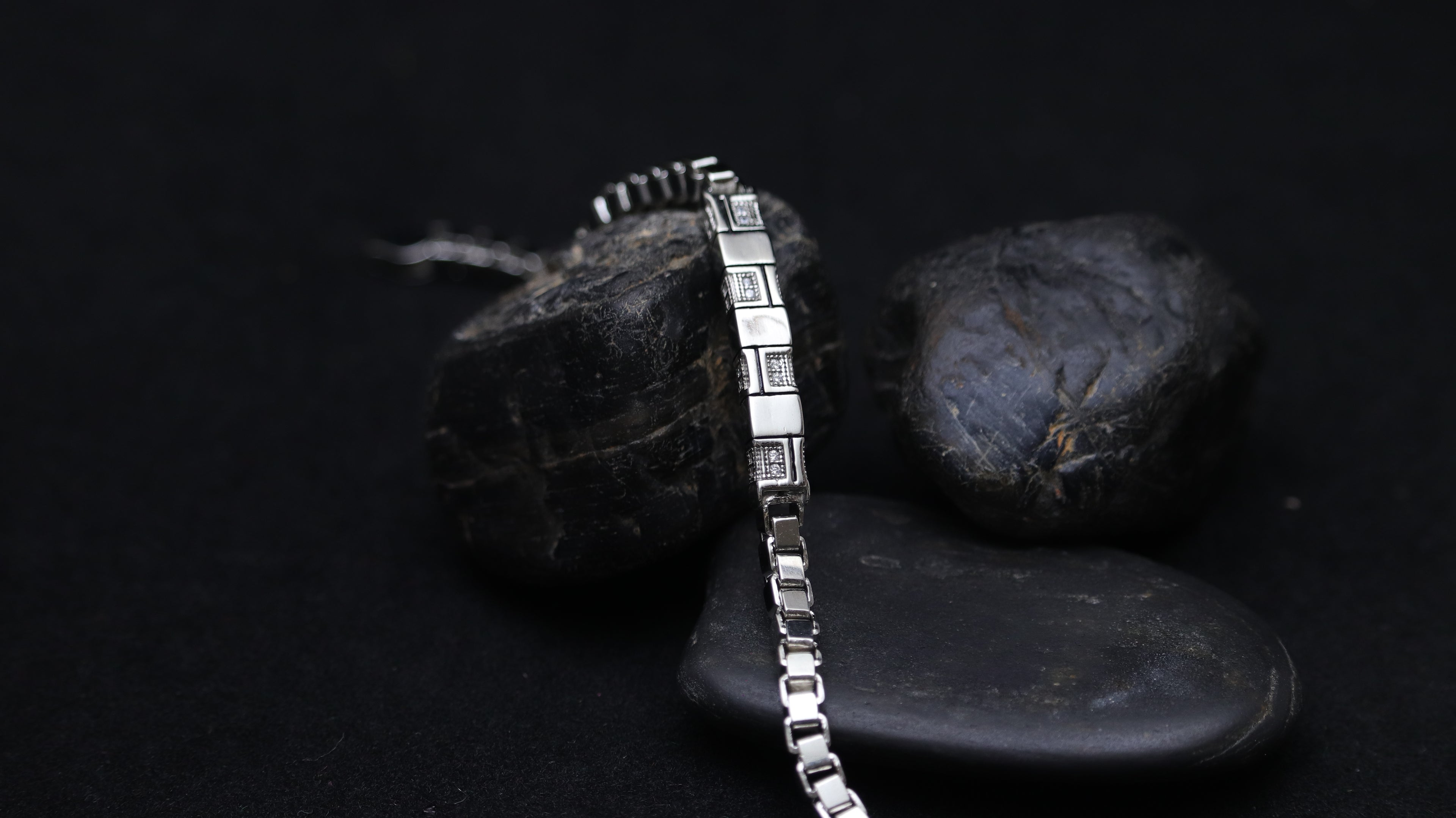 Men’s 925 Silver Geometric Link Bracelet