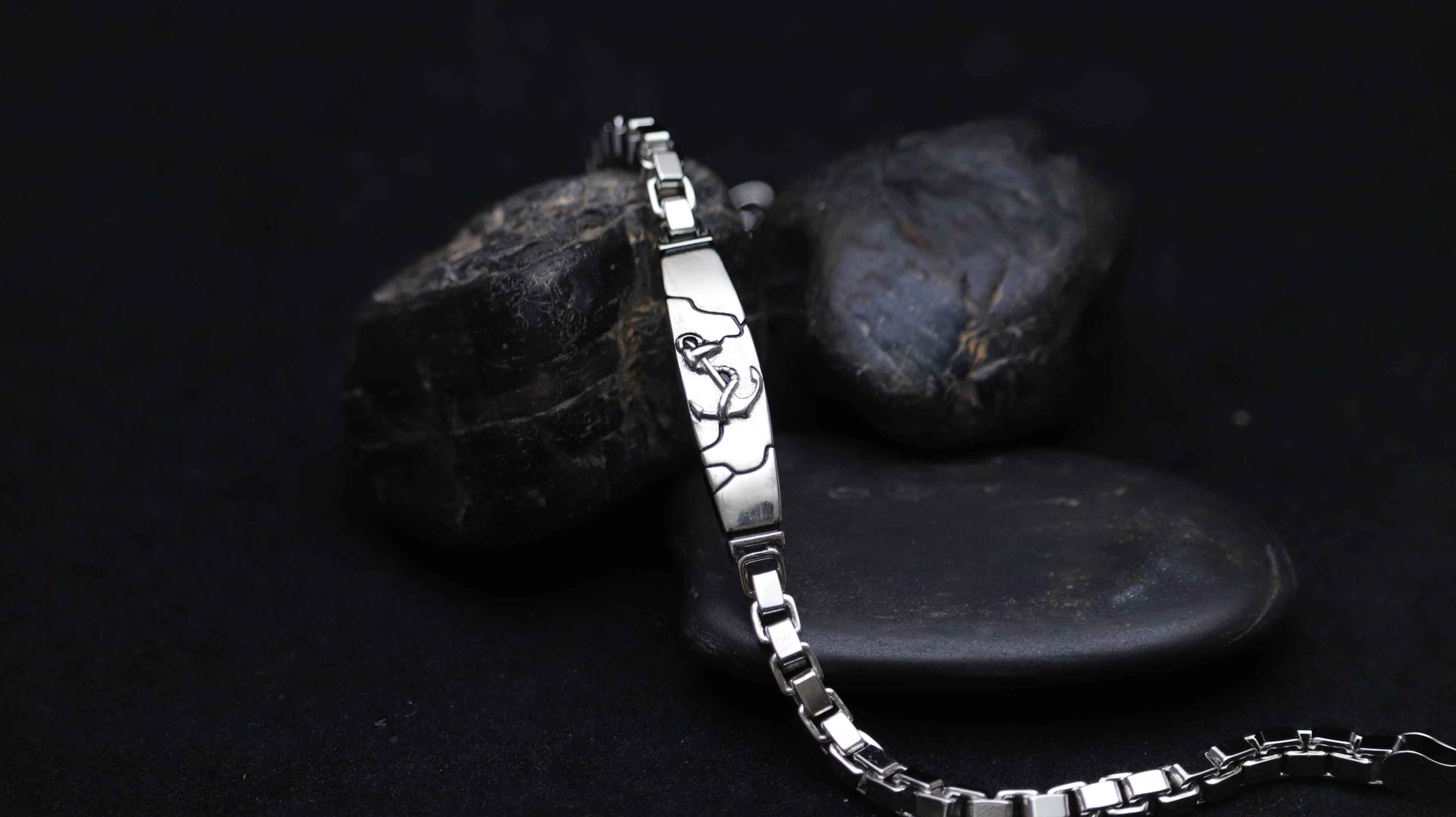 Anchor Engraved ID Bracelet for Men
