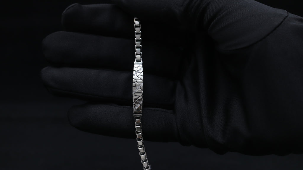 925 Silver Textured Panel Bracelet for Men
