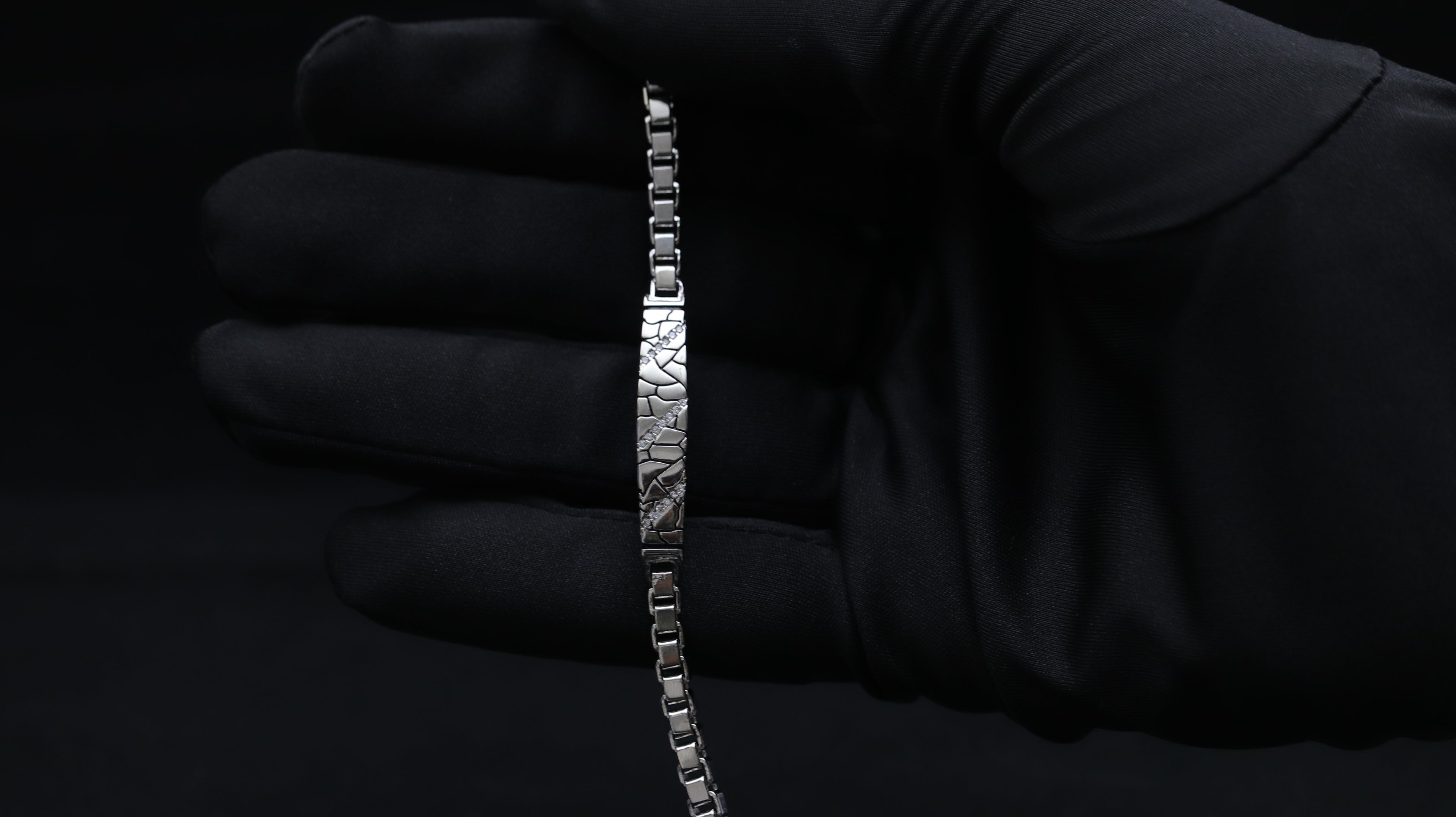 925 Silver Textured Panel Bracelet for Men