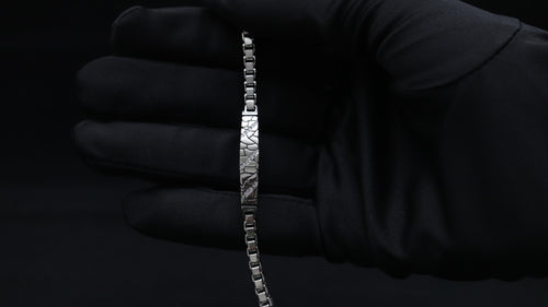 925 Silver Textured Panel Bracelet for Men