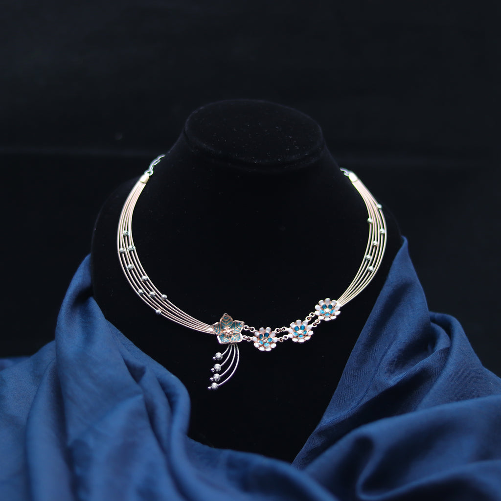 Azure Bloom Silver Necklace