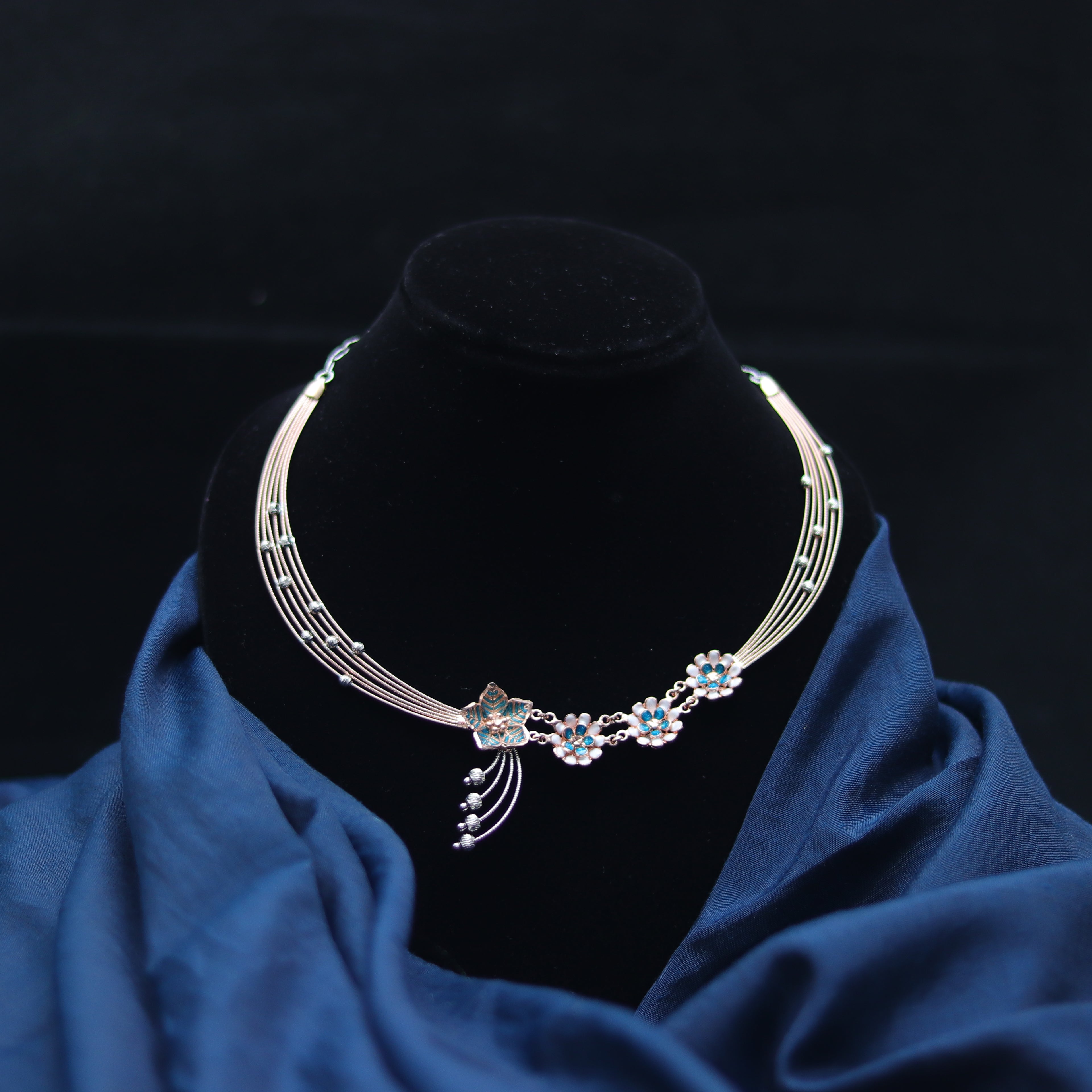 Azure Bloom Silver Necklace