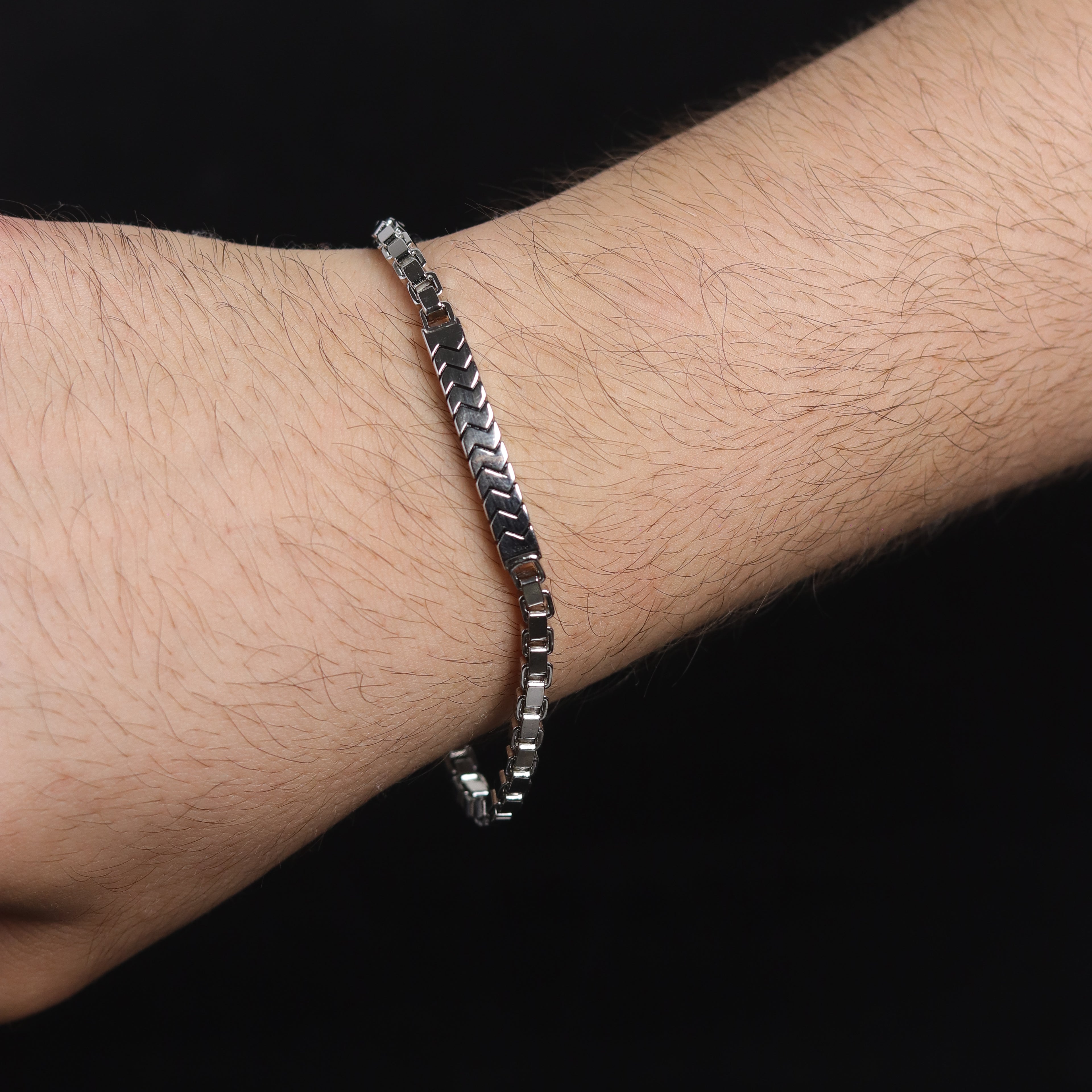 Chevron Link Stainless Steel Bracelet for Men